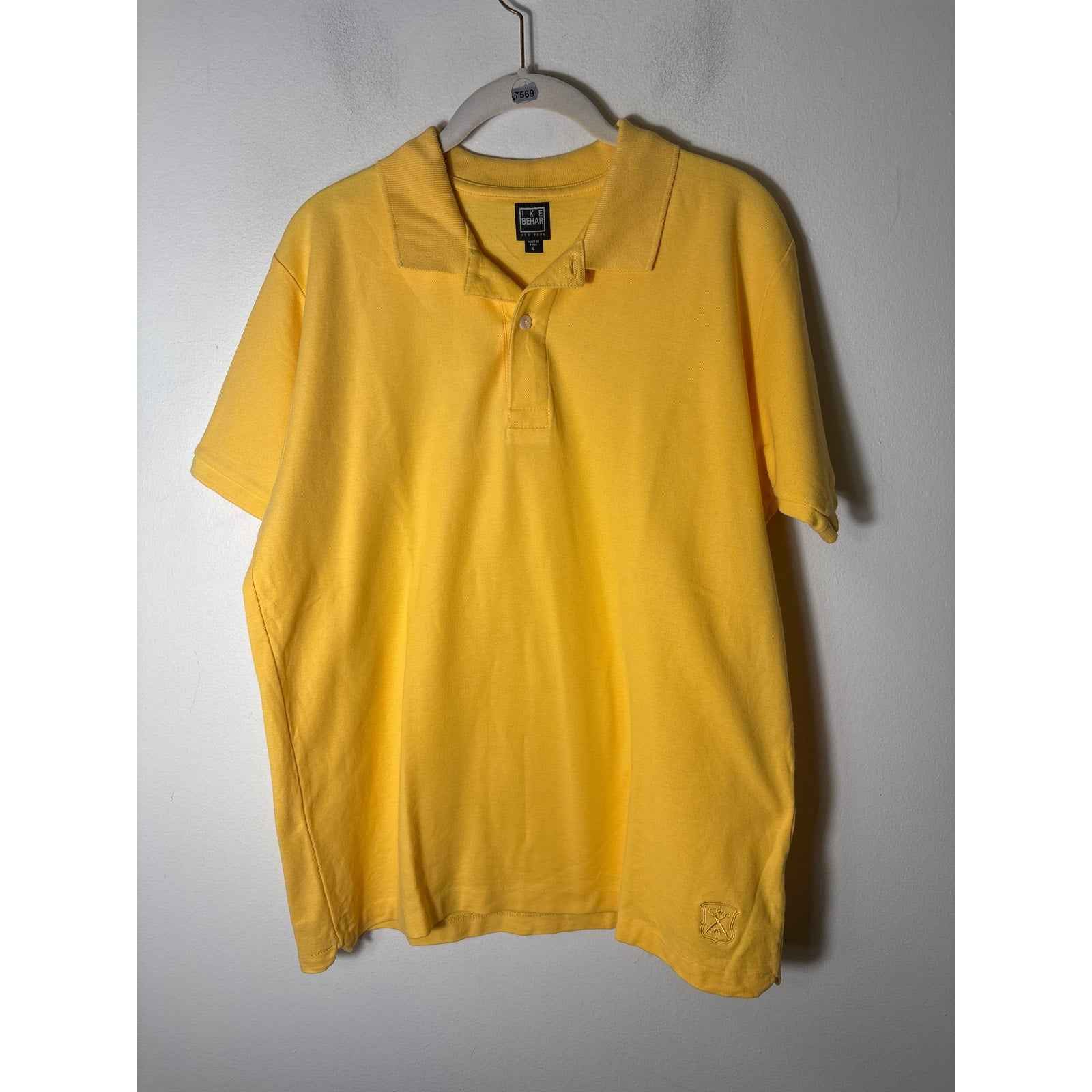 Men's Ike Behar Ny Yellow Polo Sz L