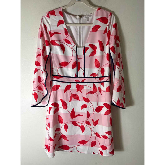 Anna Cate Pink and Red Long Open Sleeve A-Line Knee Length Dress Sz S