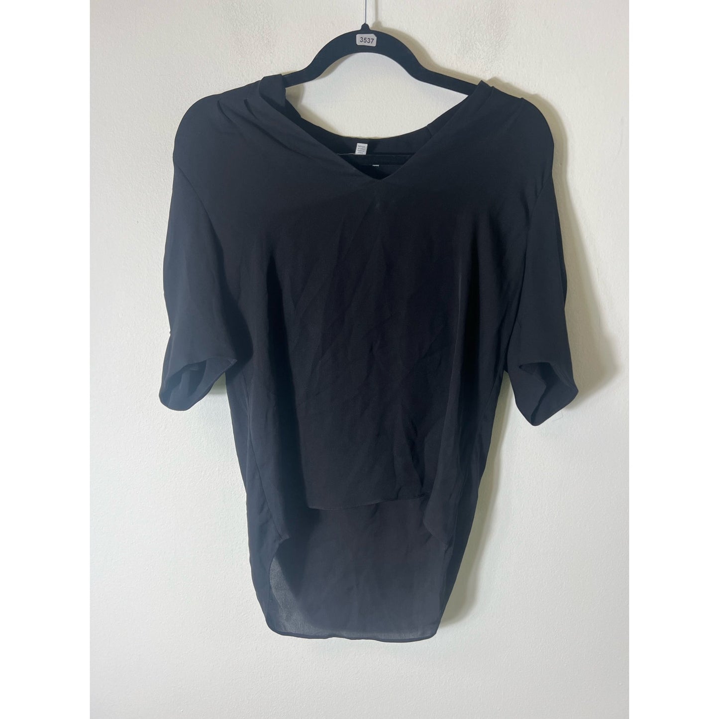 Joie Black Sheer Short Sleeve Top Sz S