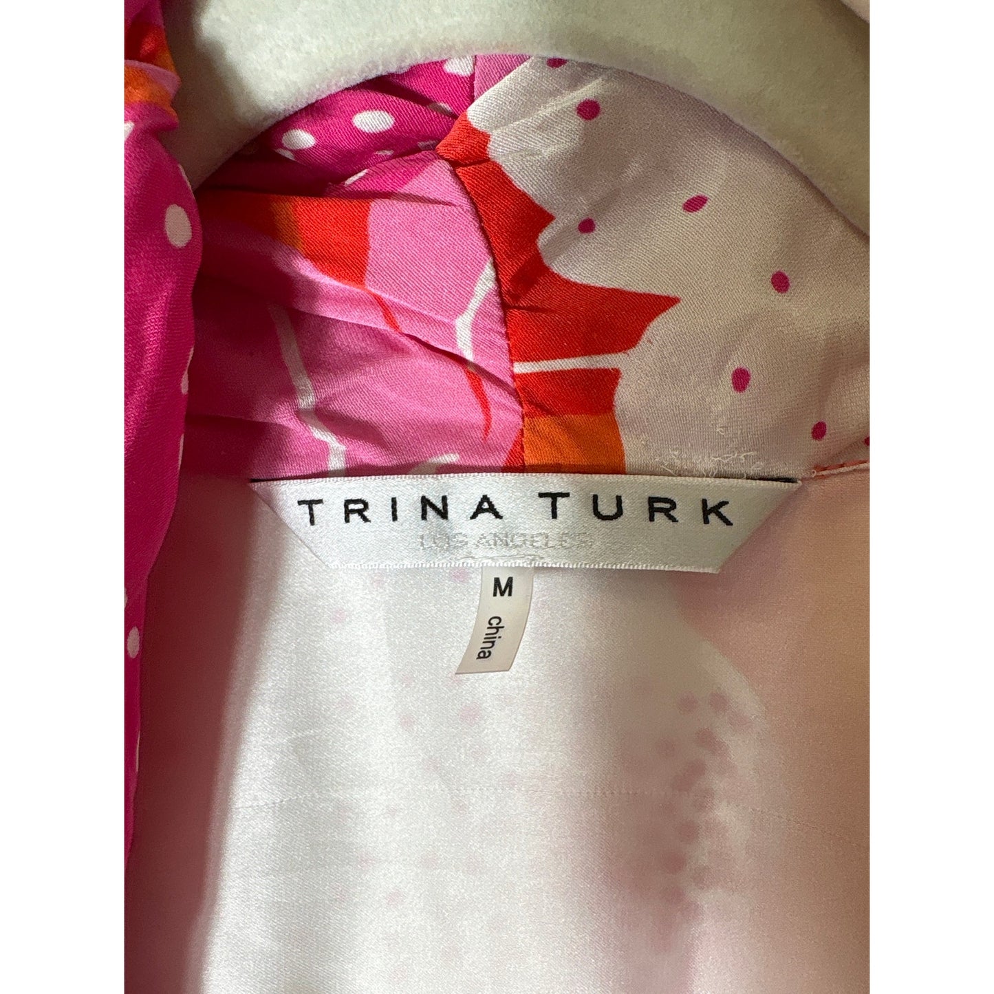Trina Turk Pink Orange Sleeveless Silk Blend Top Sz M
