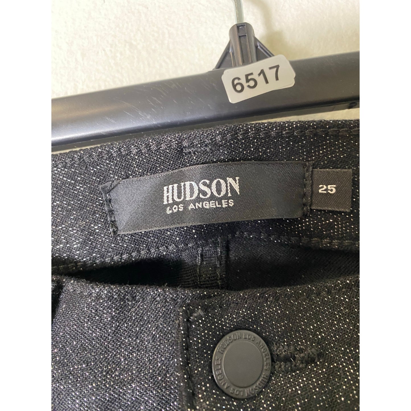 NWT Hudson Los Angeles Black Sparkly "Nico" Midrise Skinny Ankle Jeans Sz 25