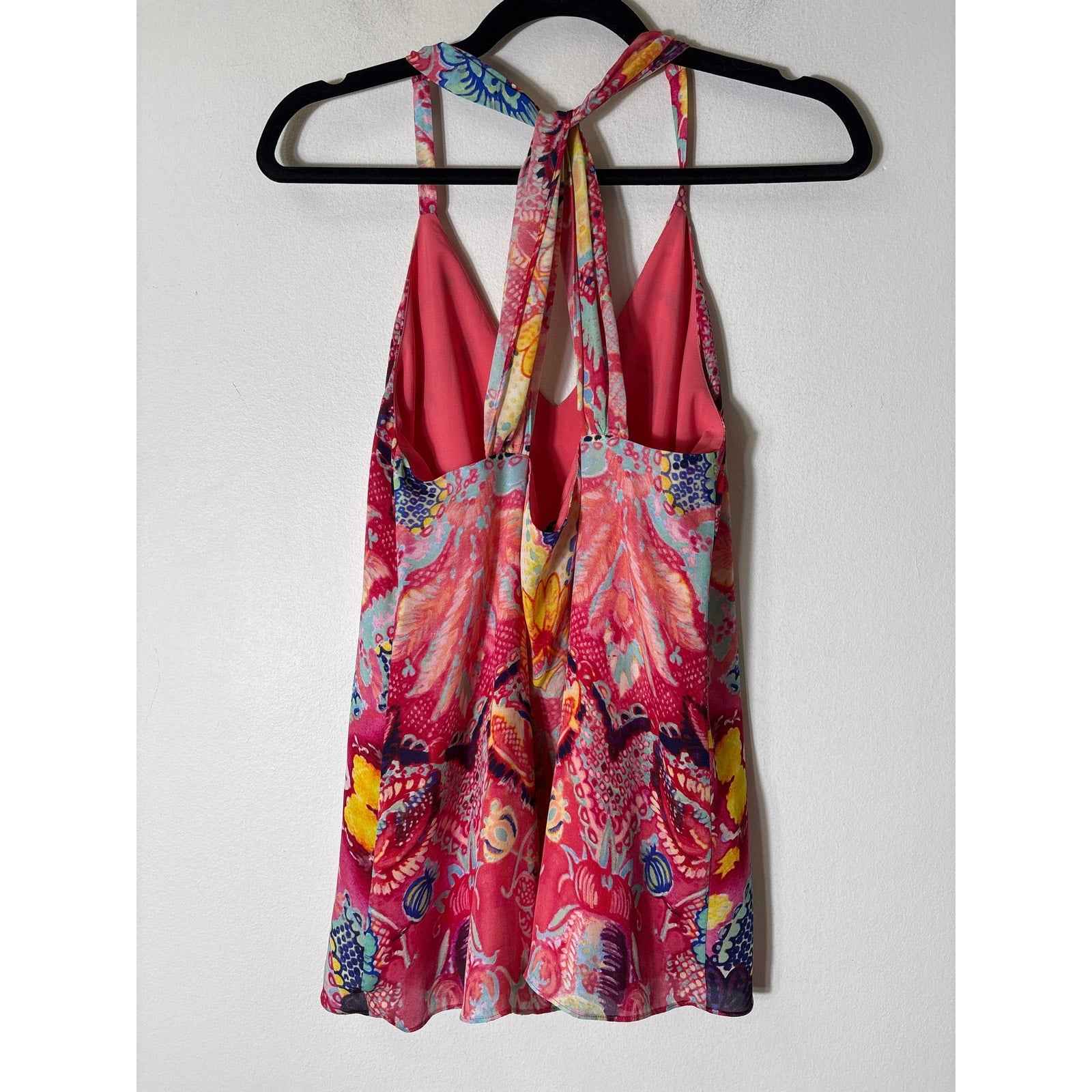 Haute Hippie Mulitcolored Silk Crossback V-Neck Top Sz S