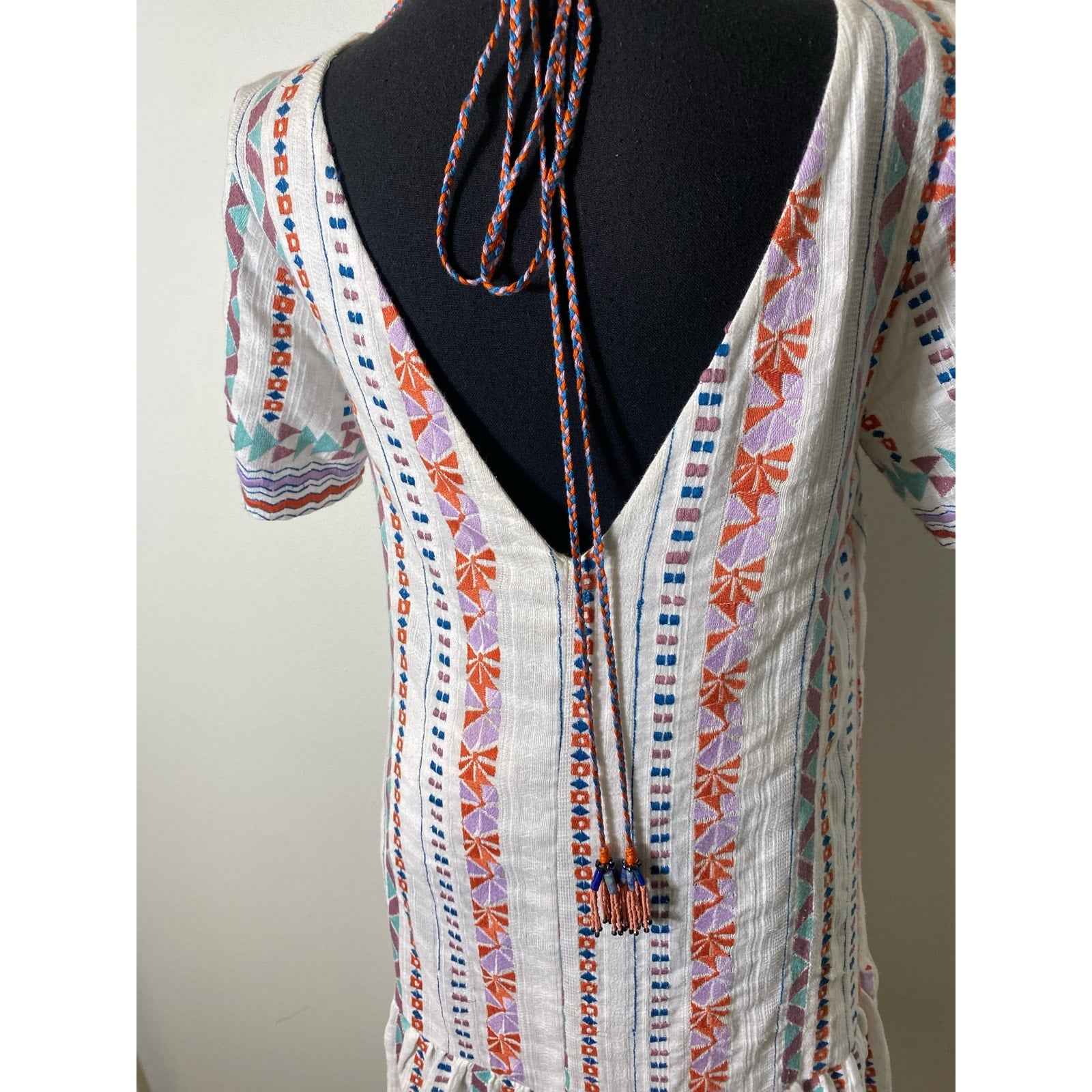 Duet White Cotton Drop Waist Dress Sz S