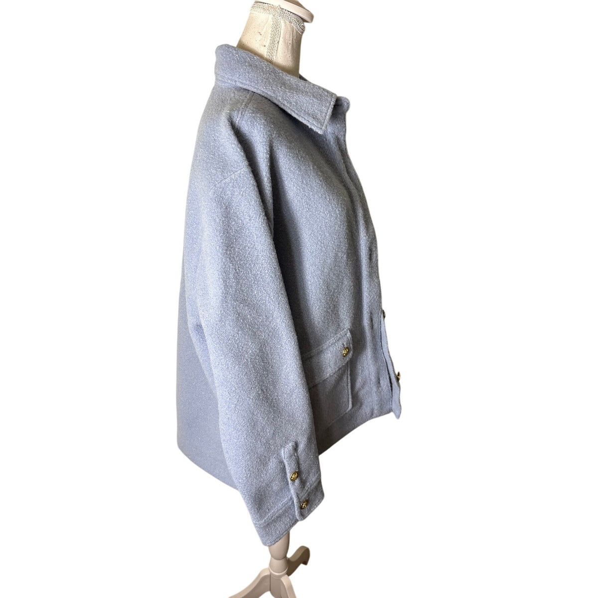 NWT J. Crew Sky Blue Boule Coat Sz L