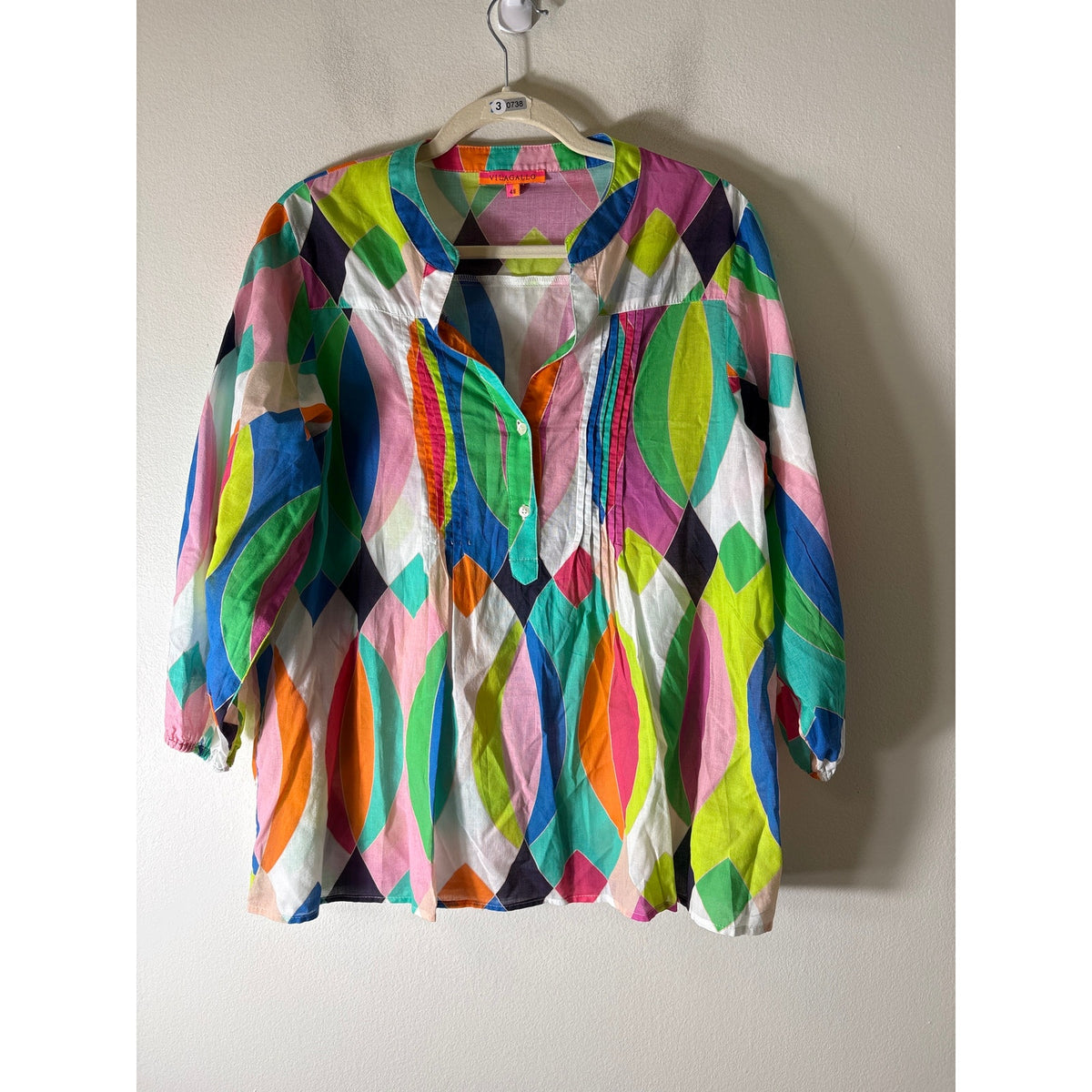 Vilagallo Multicolor Long Sleeve Cotton Tunic Sz 48