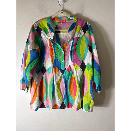 Vilagallo Multicolor Long Sleeve Cotton Tunic Sz 48