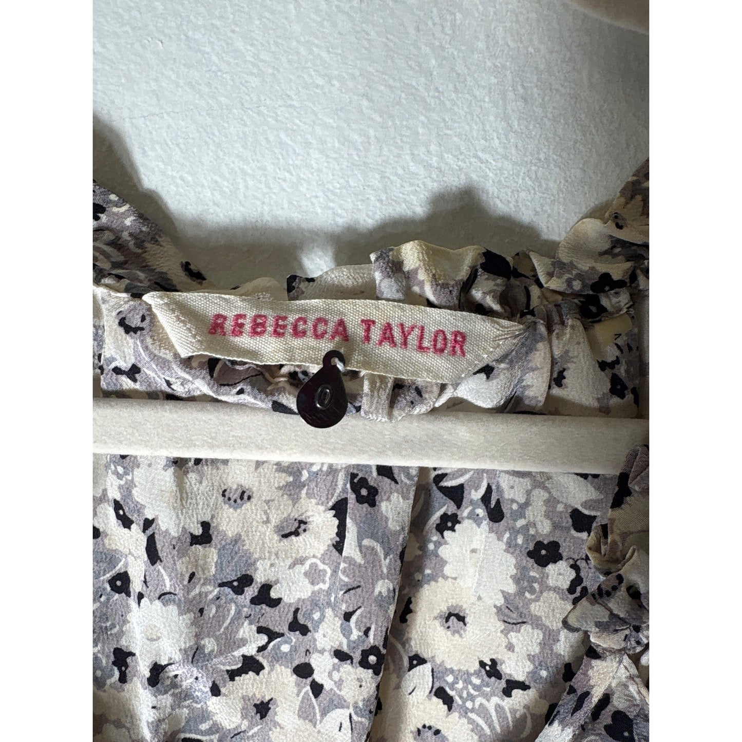 Rebecca Taylor Cream and Black Floral Sleeveless Silk Top Sz 0