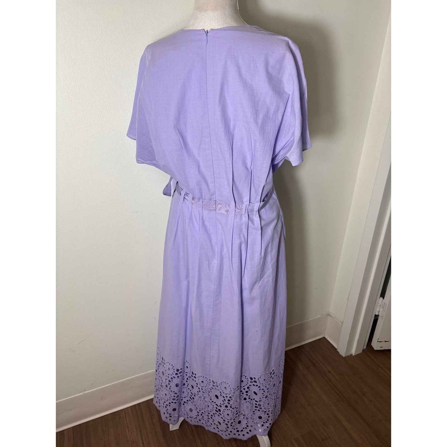 Pearl Lavendar V Neck Ribbon Tie Waist Maxi Dress Sz 6