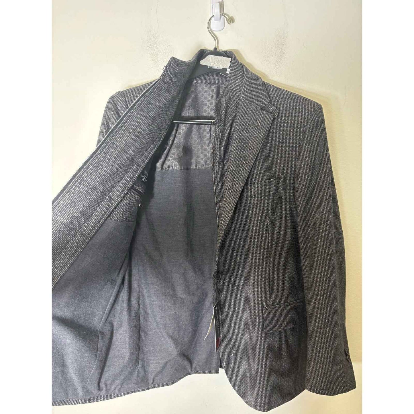 NWT Men's Corneliani Dark Gray Long Sleeve Double Layer Vest and Coat Sz 50R