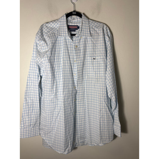Mens Vineyard Vines Blue and White Tucker Shirt Sz XL