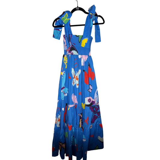 Sheridan French Blue Butterfly Tie Shoulder Maxi Dress Sz S