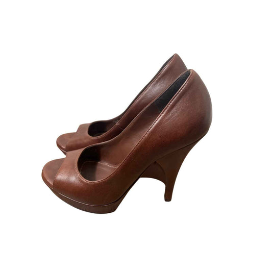 YSL Brown Leather Heels Sz 36.5
