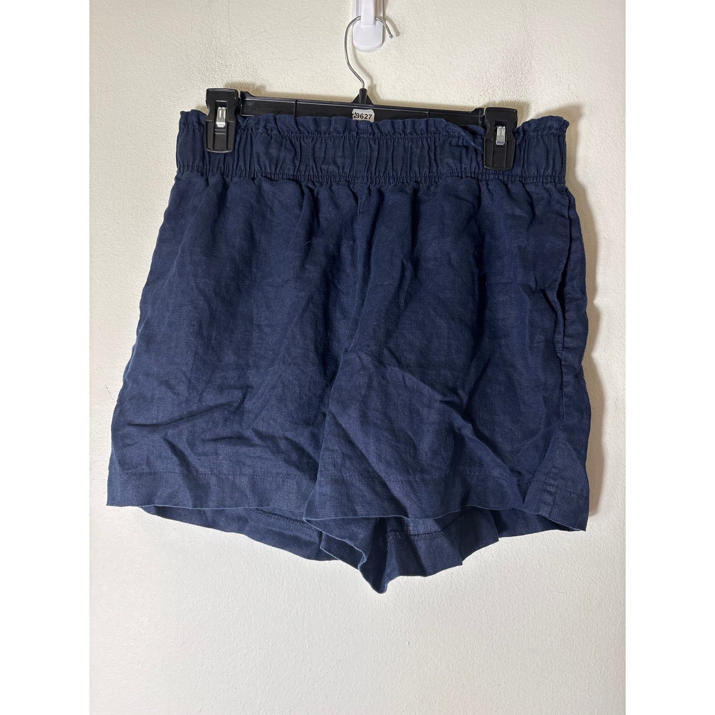Quince Navy Linen Elastic Waist Shorts Sz M