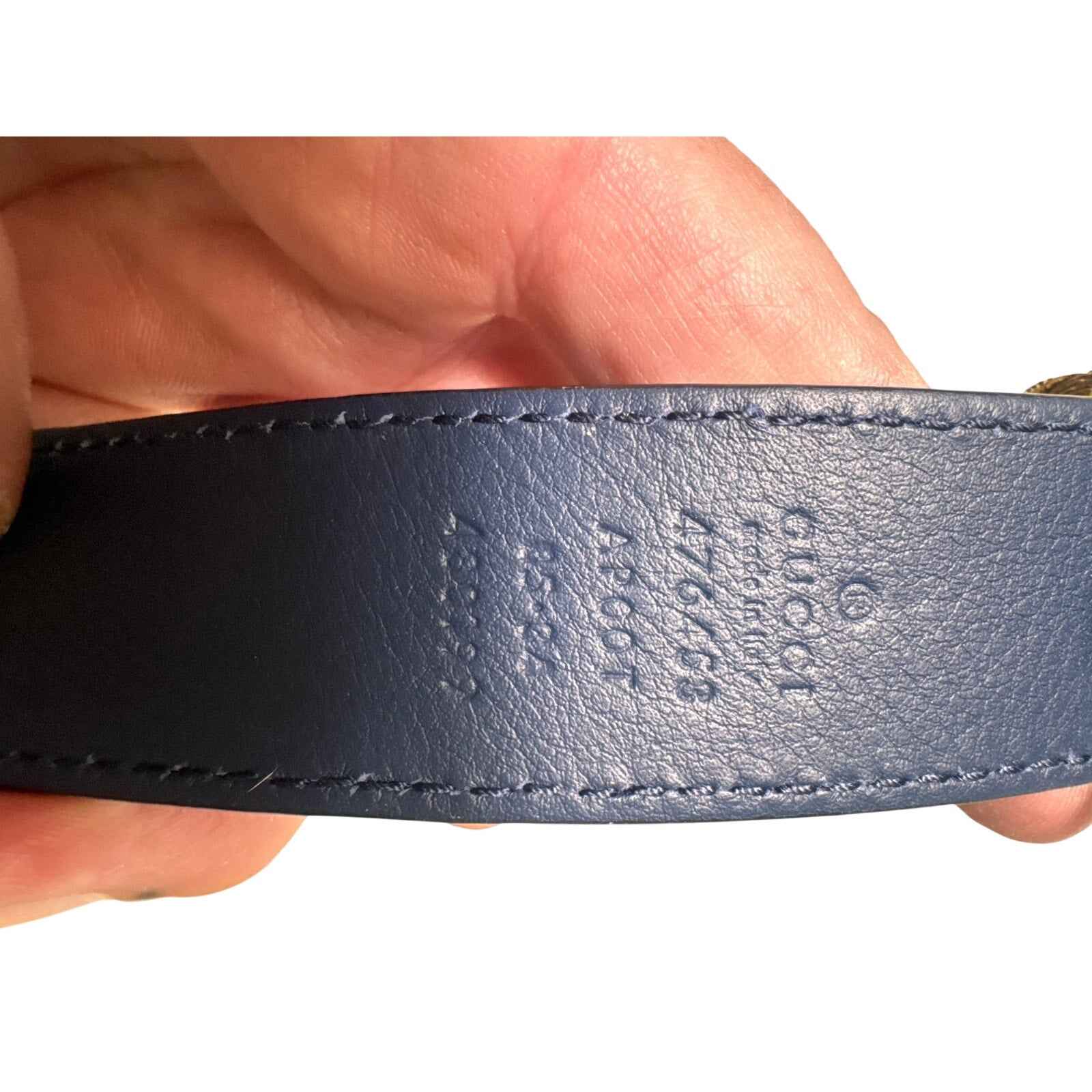 Gucci Dionysus Navy Leather Belt Sz 36"