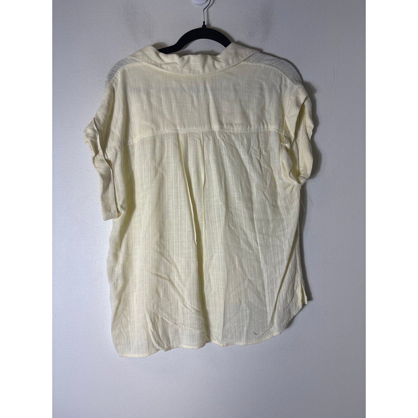Bella Dahl Yellow V Neck Cuffed Sleeve Top Sz M