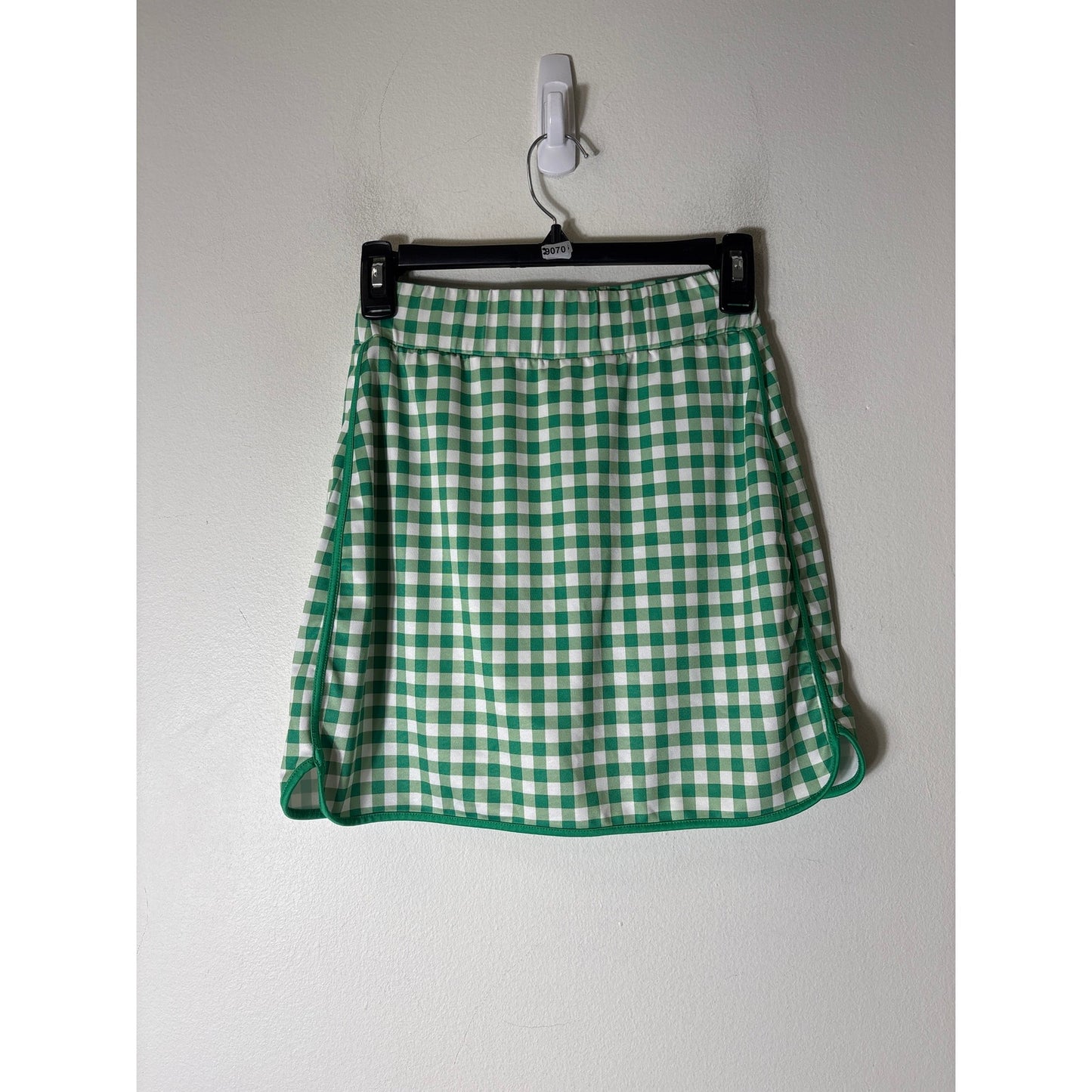 J. Crew Green White Check Bathing Suit Skirt Sz XS