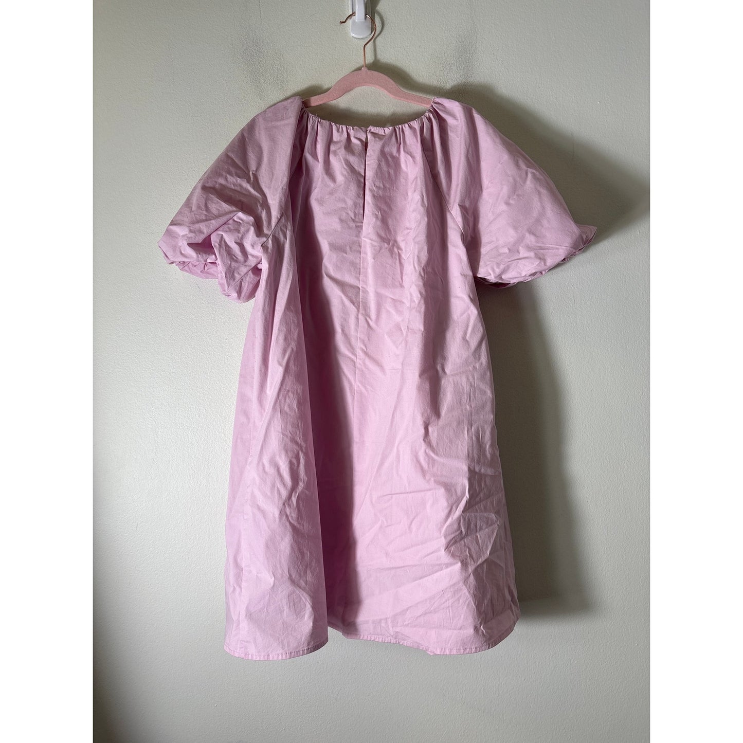 Girls Zara Pink Cotton Short Puff Sleeve Dress Sz 12