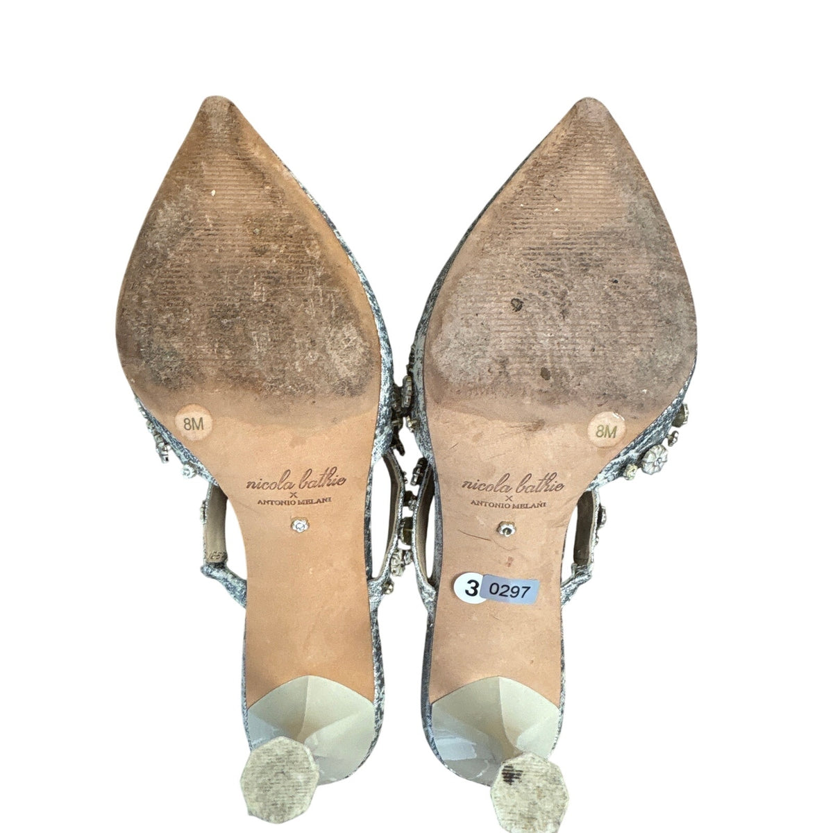 Nicole Bathie x Antonio Melani Pointed Silver Heels Sz 8