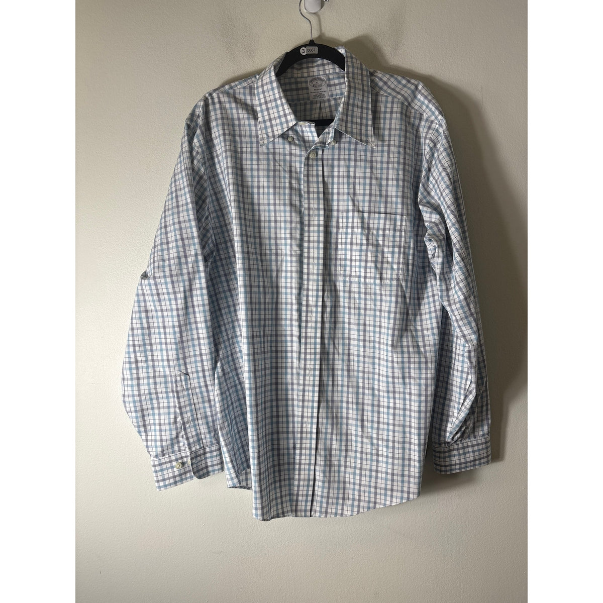 Brooks Brothers Teal and Black Plaid Long Sleeve Button Down Shirt Sz XL