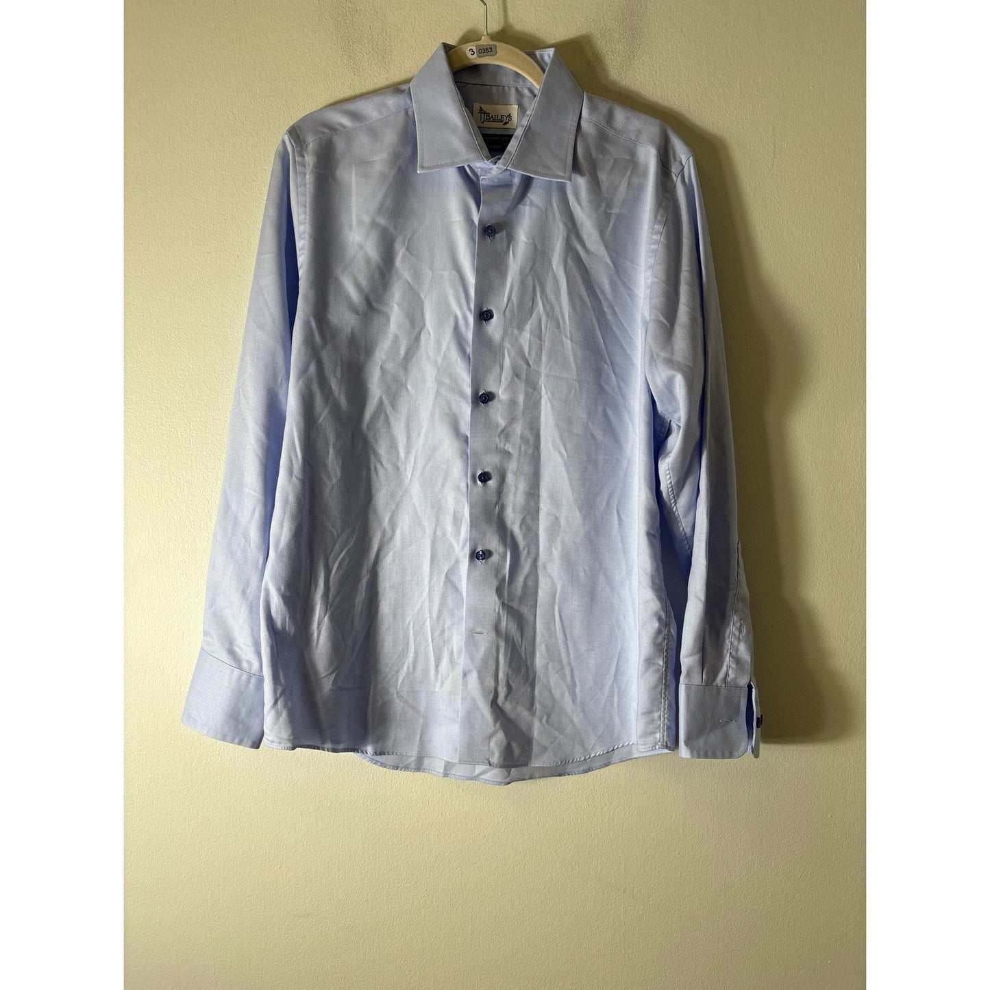 Mens TJ Baileys Clinton Light Blue Button Up Dress Shirt Sz 16 32/33