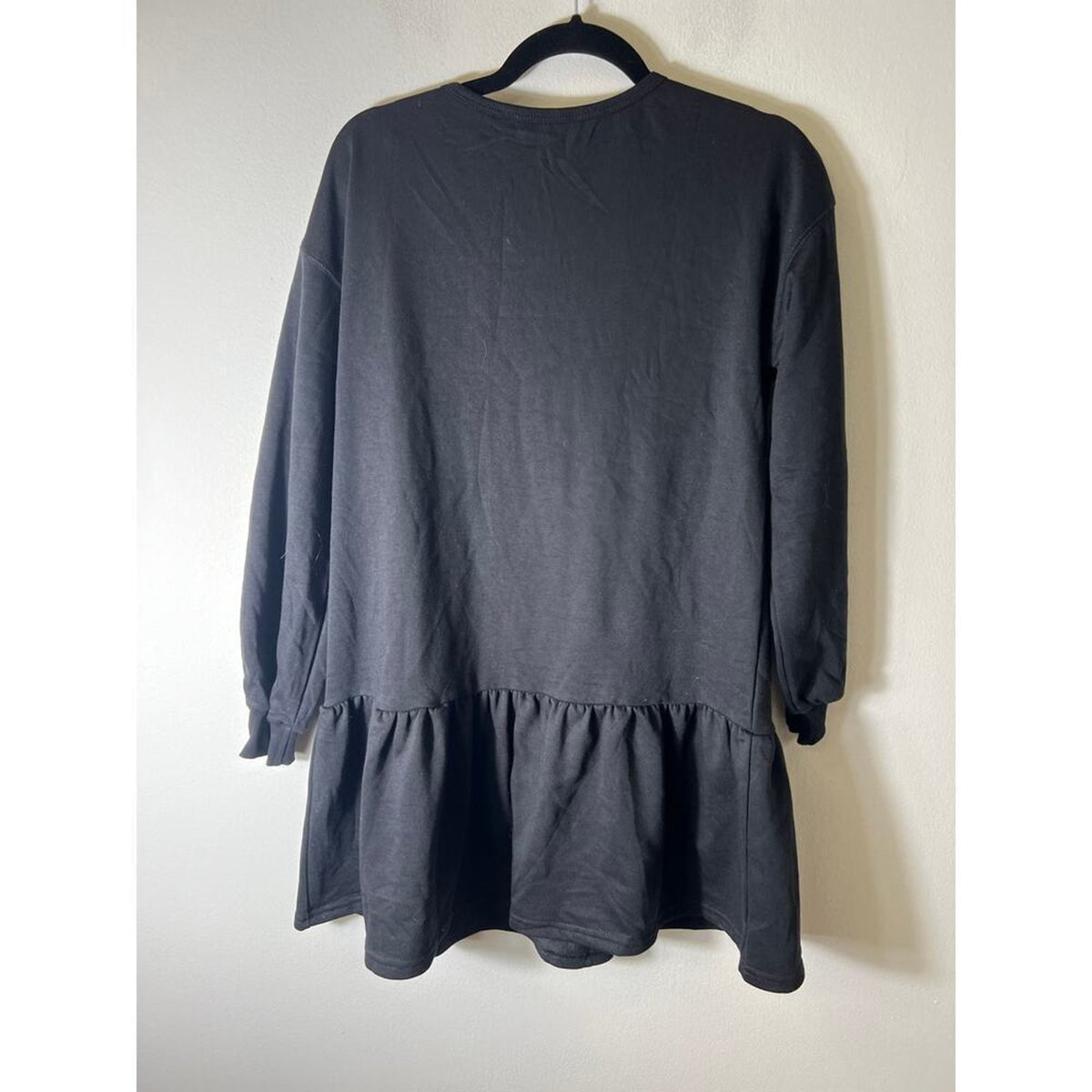 Black Long Sleeve Knee Length Drop Waist Dress Size Small