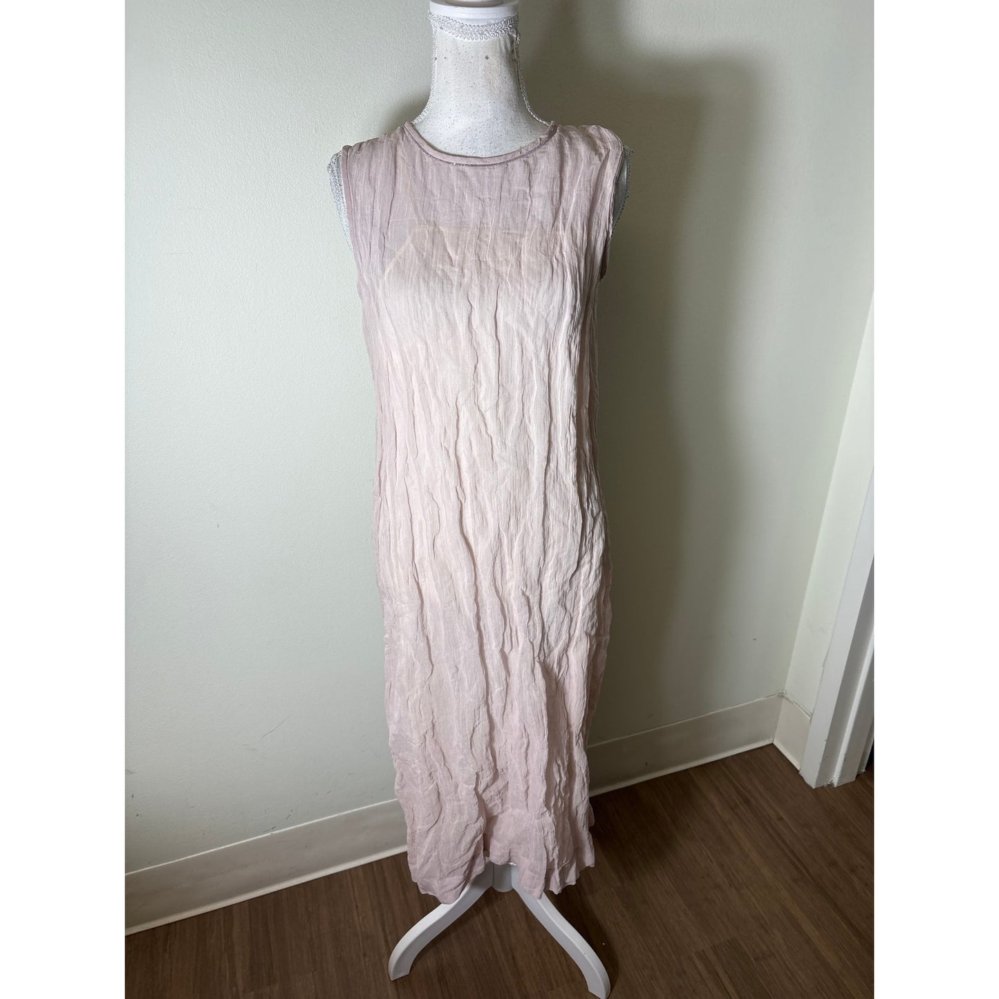 Peserico Pale Blush Gauzy Layered Maxi Dress Sz 6 (42)
