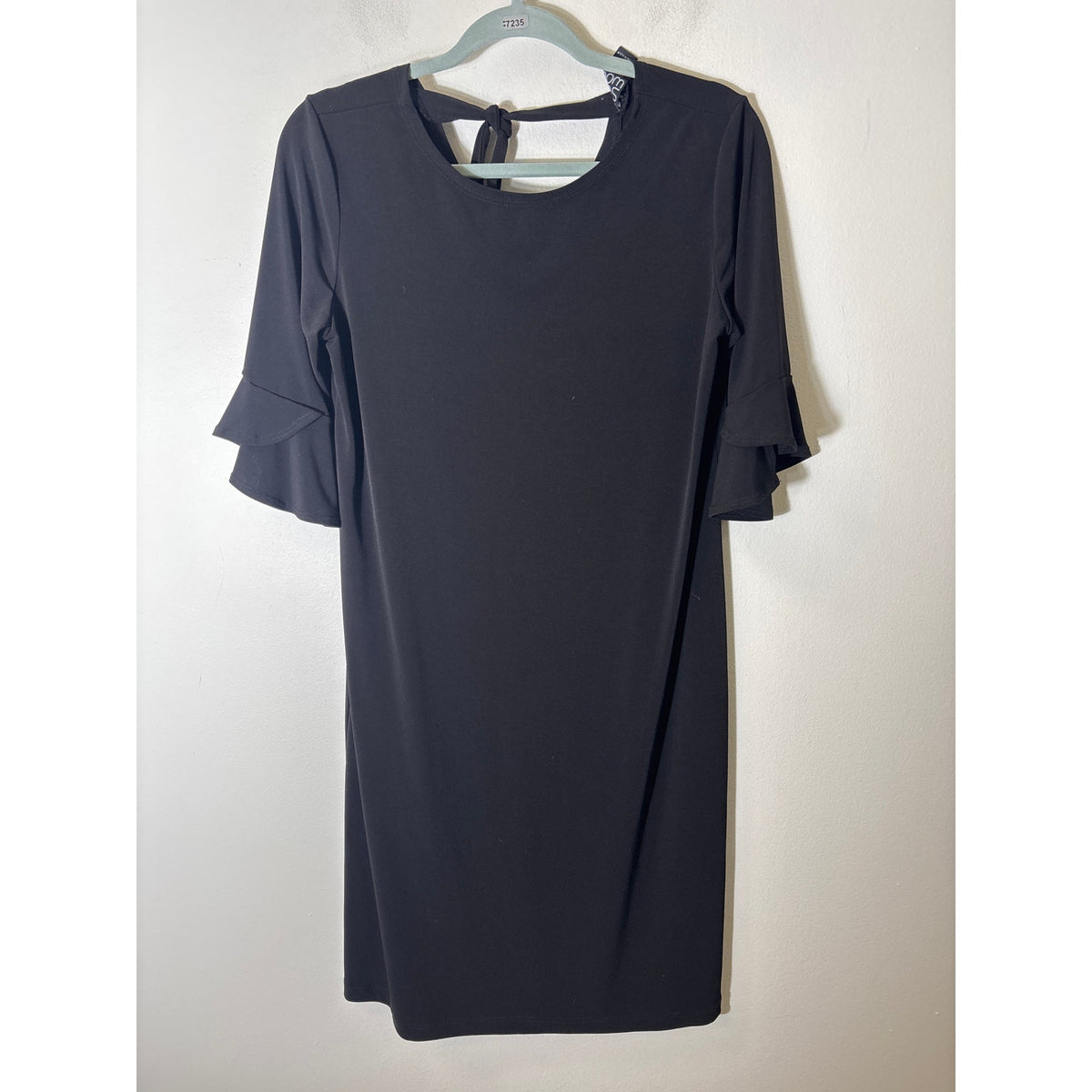 Clara Sun Woo Black Half Sleeve Midi Shift Dress Sz S