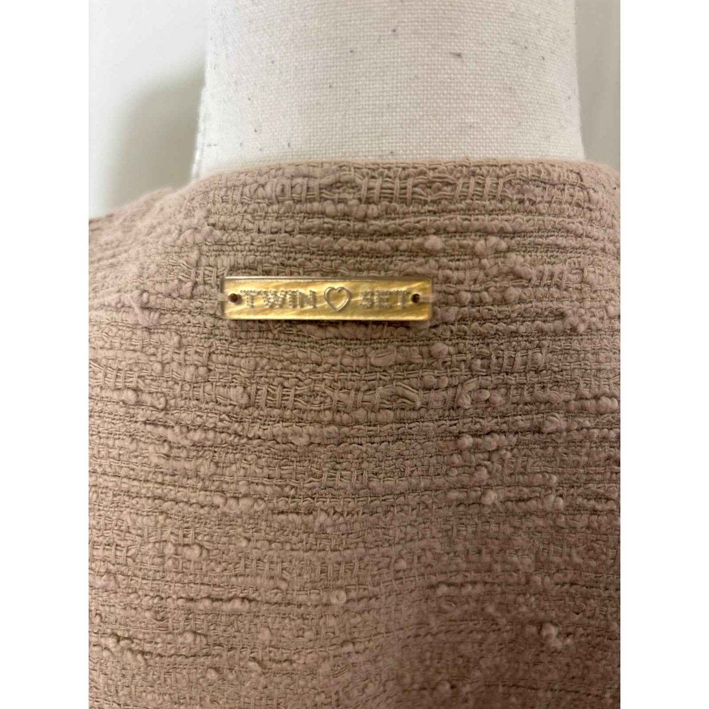 Twin Set Beige Long Sleeve Tweed Jacket Sz XL