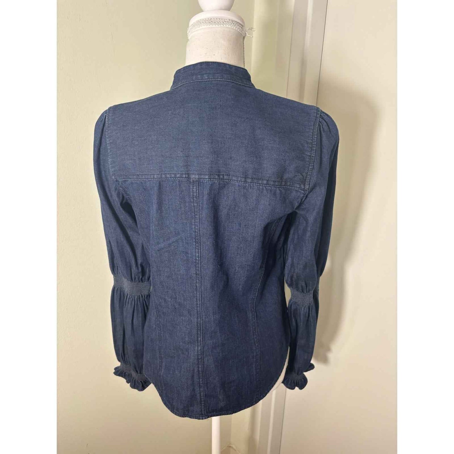 Veronica Beard Dark Blue Long Sleeve Cotton Button Up Shirt Sz 4