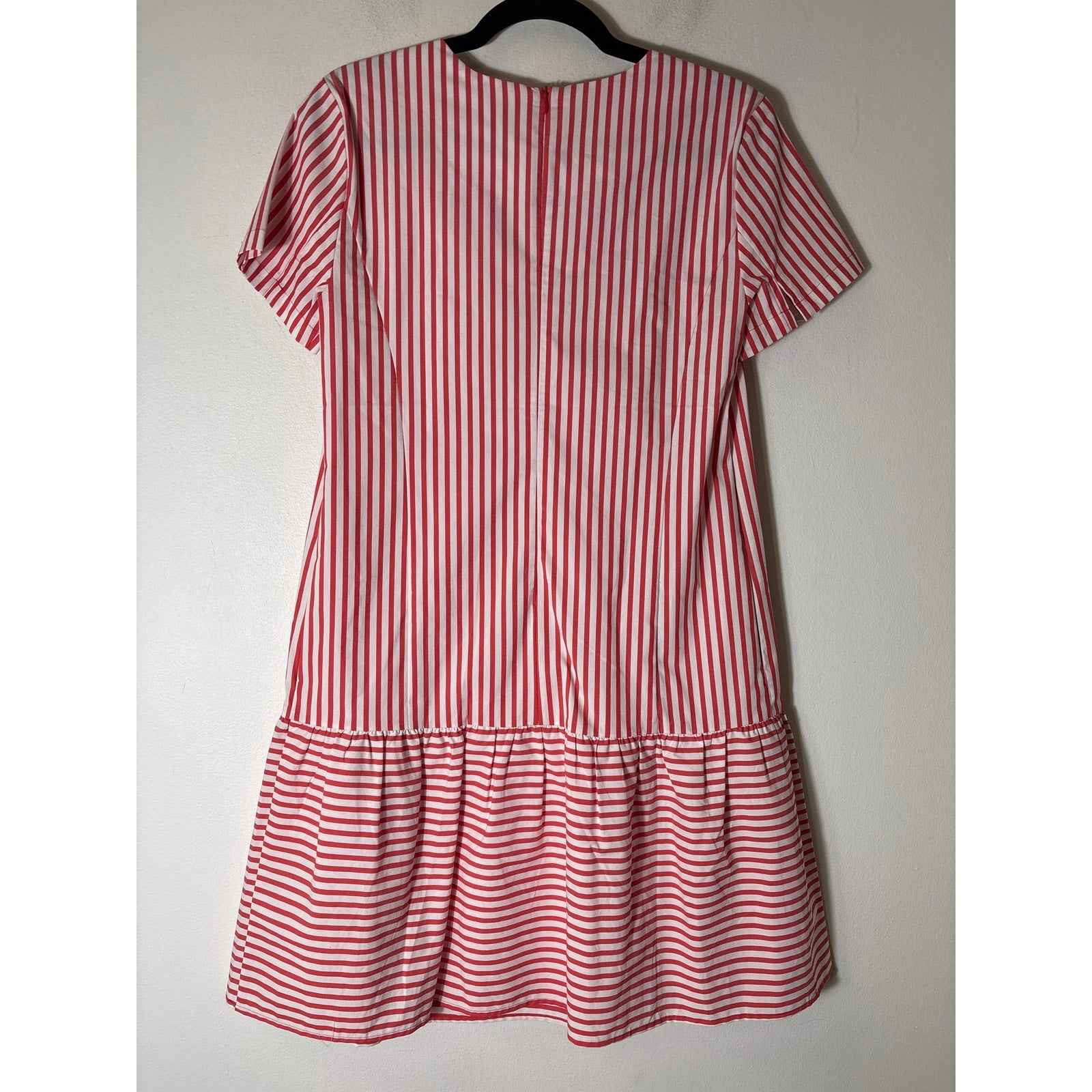 J. Crew Red White Stripe Short Sleeve Cotton Dress Sz S
