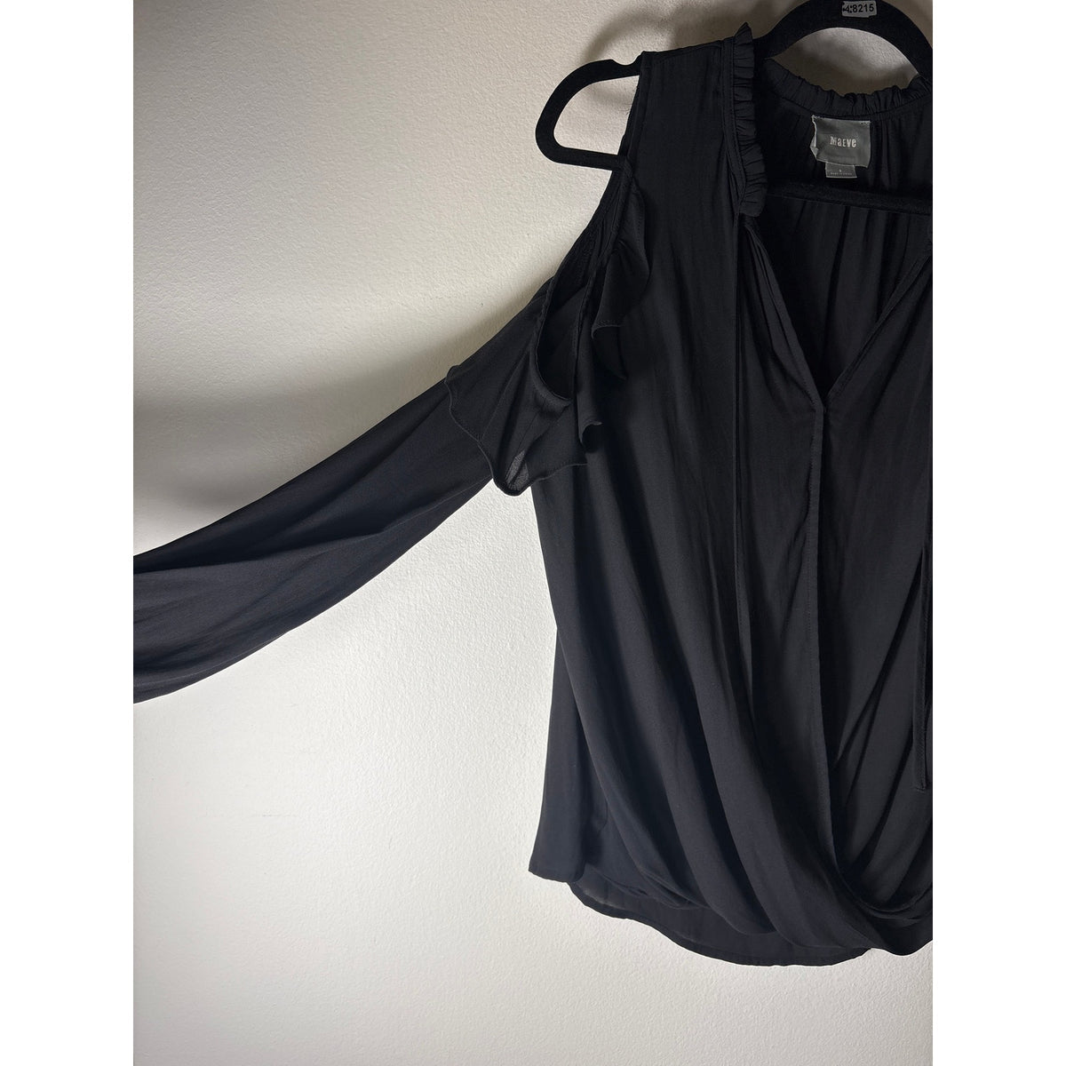 Maeve Black Cold Shoulder Long Sleeve Shirt Sz S