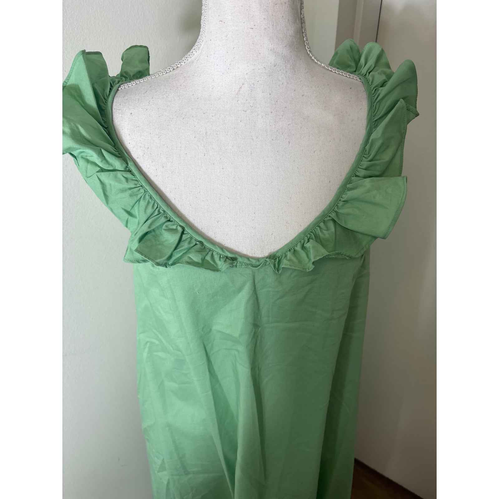 Lake Light Green Ruffled Criss Cross Back Maxi Dress Sz S