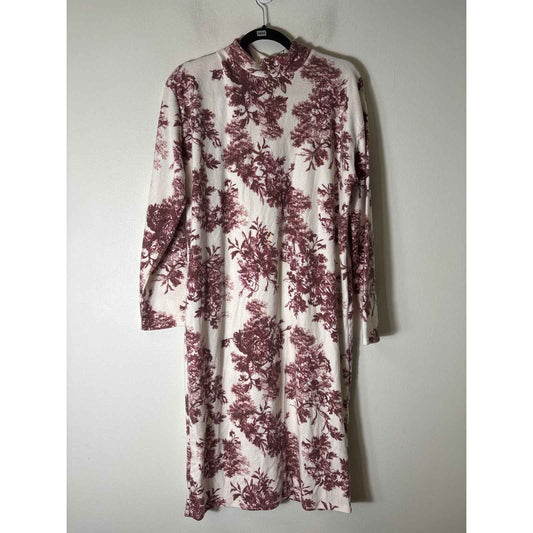 Zara Brown and Cream Soft Fleece Mock Neck Midi Sz M