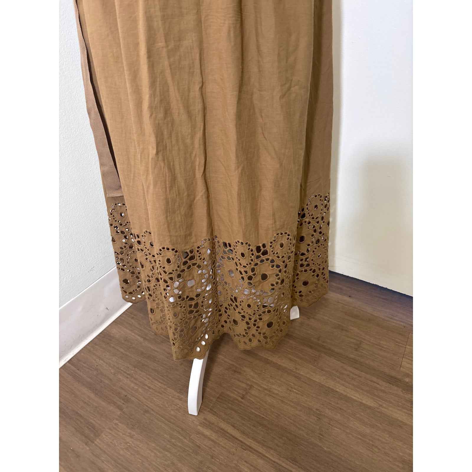 Pearl by Lela Rose Brown Cap Sleeve V-Neck Cotton Maxi Dress Sz 2