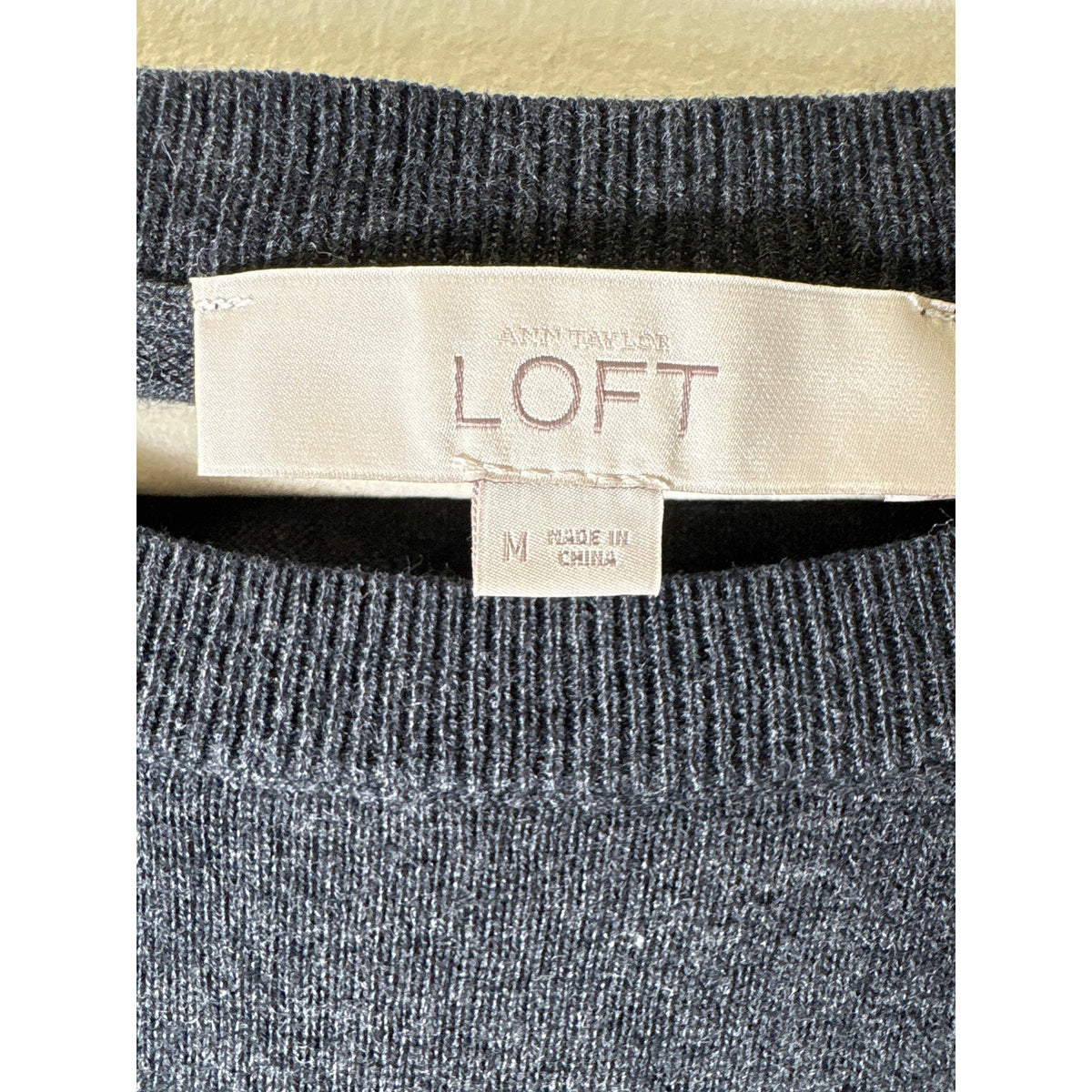 Loft Gray with Pearl Embellishment Sweater Sz M