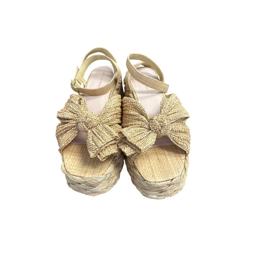 Loeffler Randall Rafia Bow Wedge Sandals Sz 9