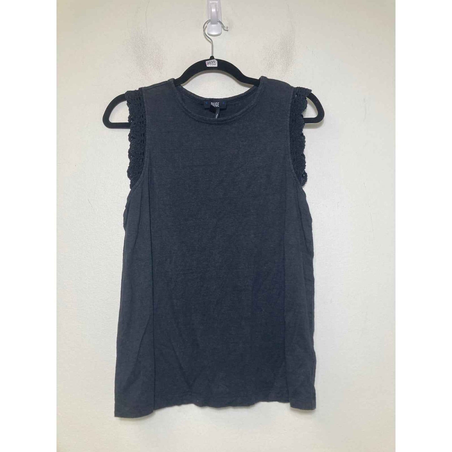 Paige Black Crochet Sleeveless Tee Sz S