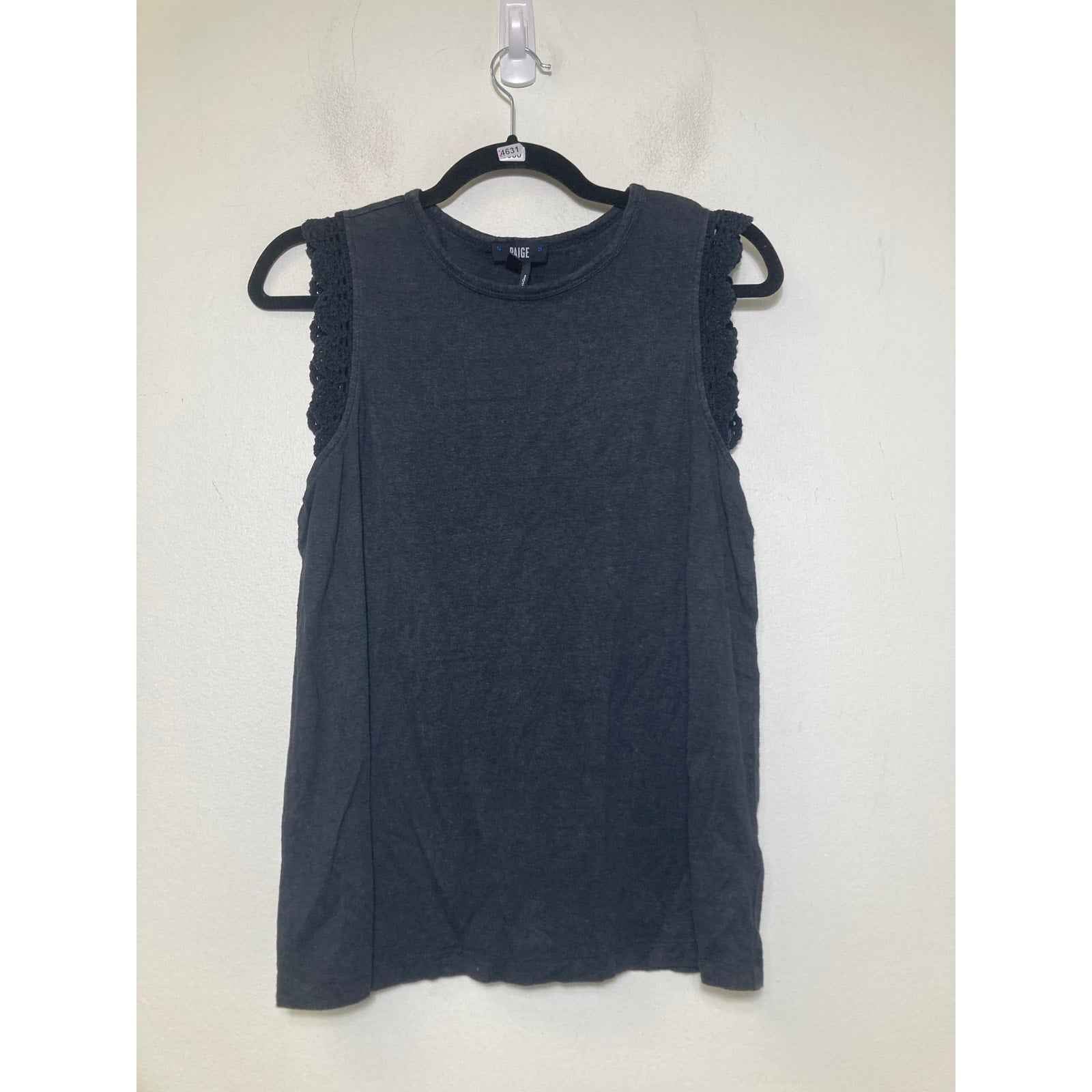 Paige Black Crochet Sleeveless Tee Sz S