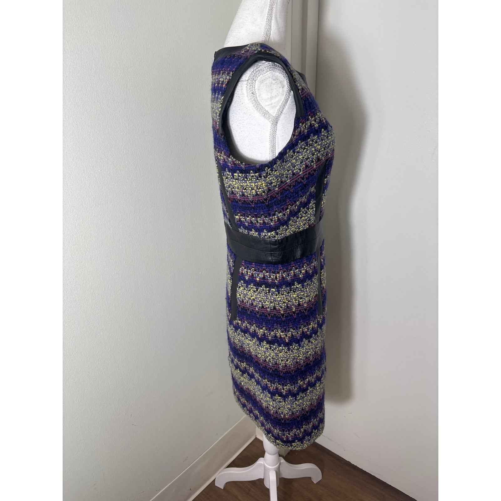 Milly Purple Mixed Media Sleeveless Knee Length Sheath Dress Sz 10