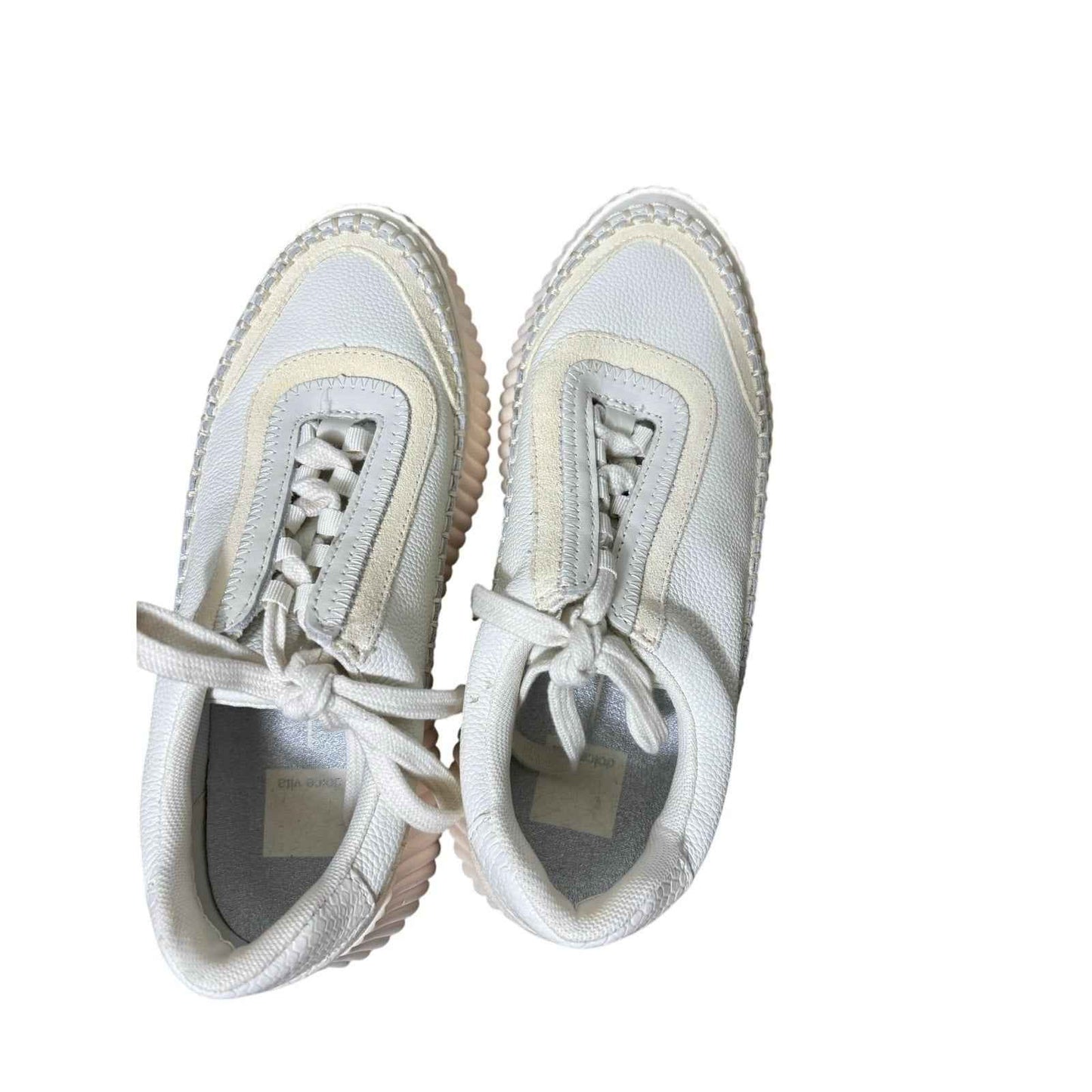 Dolce Vita Leather Stitched Cream/White Tennis Shoes sz 8