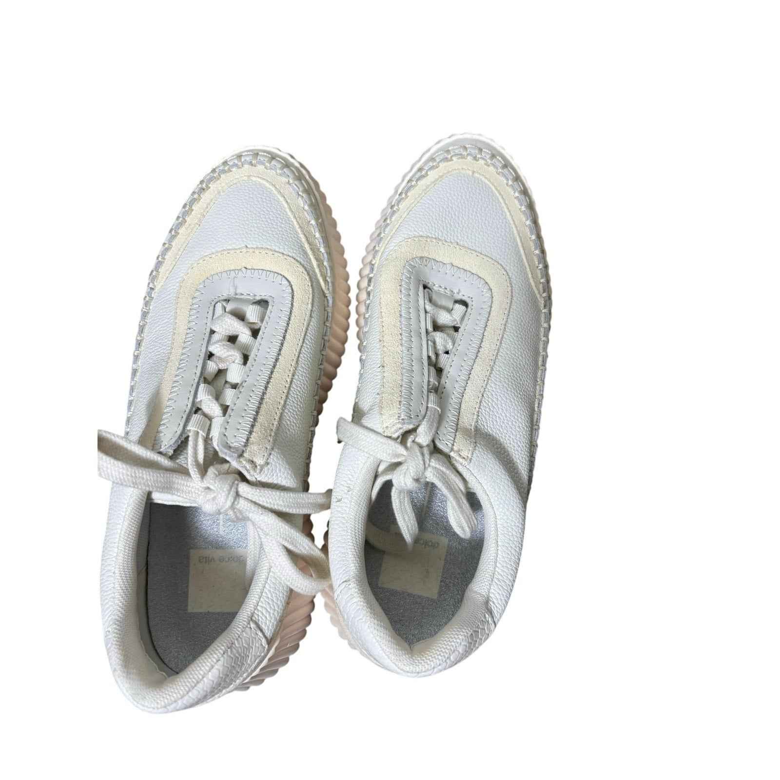 Dolce Vita Leather Stitched Cream/White Tennis Shoes sz 8