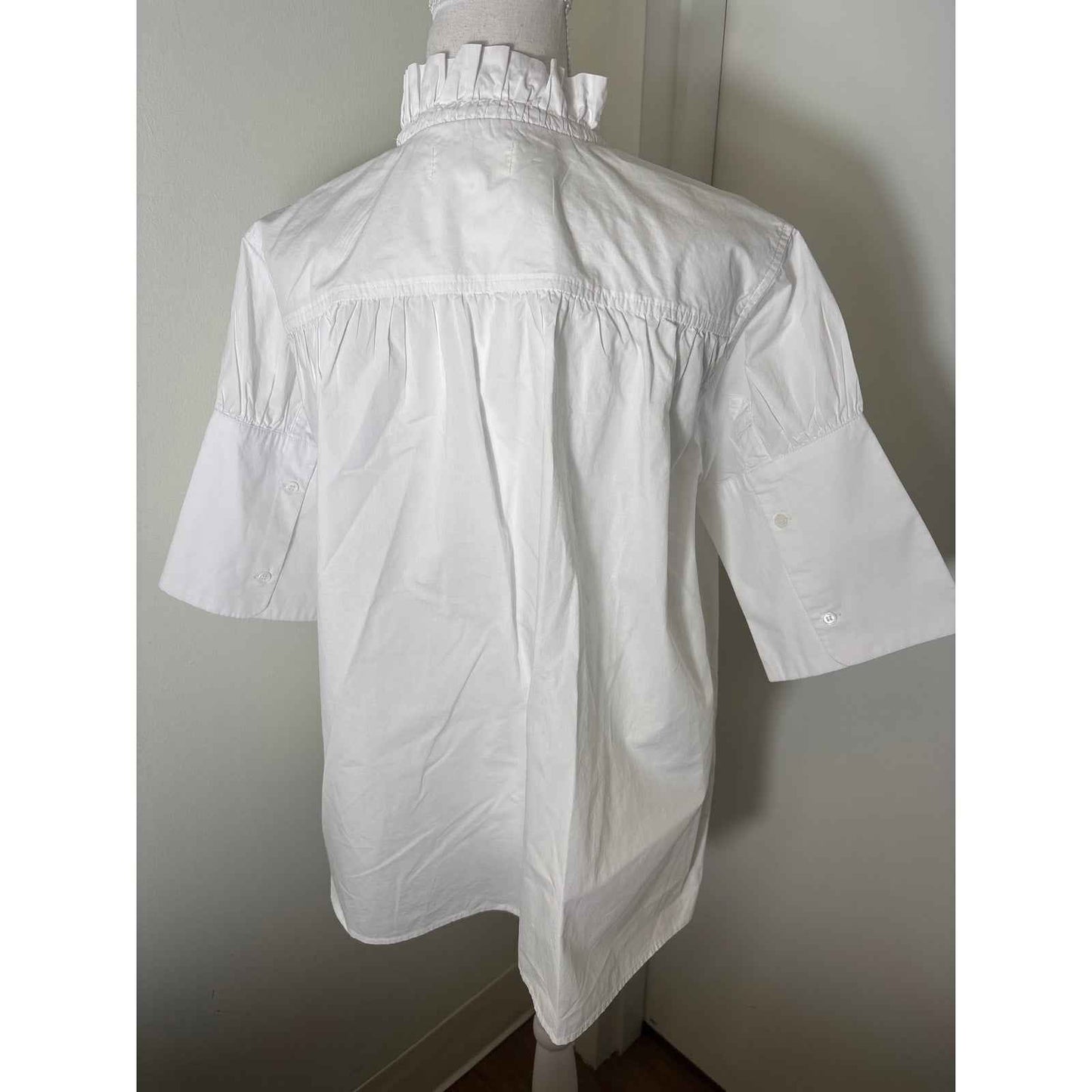 Psophia Vazquez de Castro White Cotton Half Sleeve Shirt Sz S