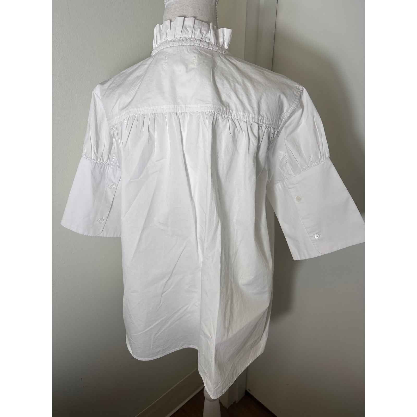 Psophia Vazquez de Castro White Cotton Half Sleeve Shirt Sz S