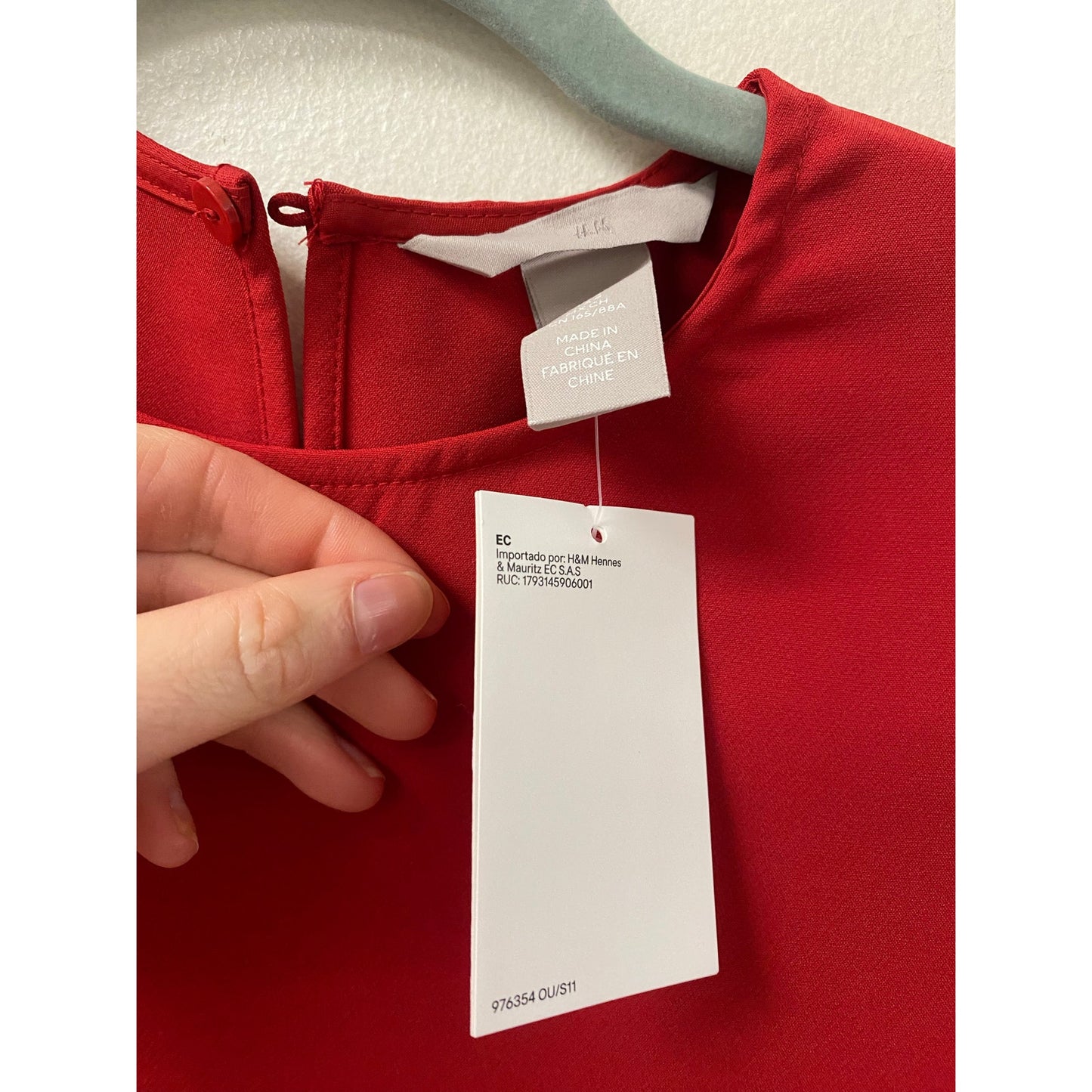 NWT H & M Red Scalloped Short Sleeve Mini Dress Sz S