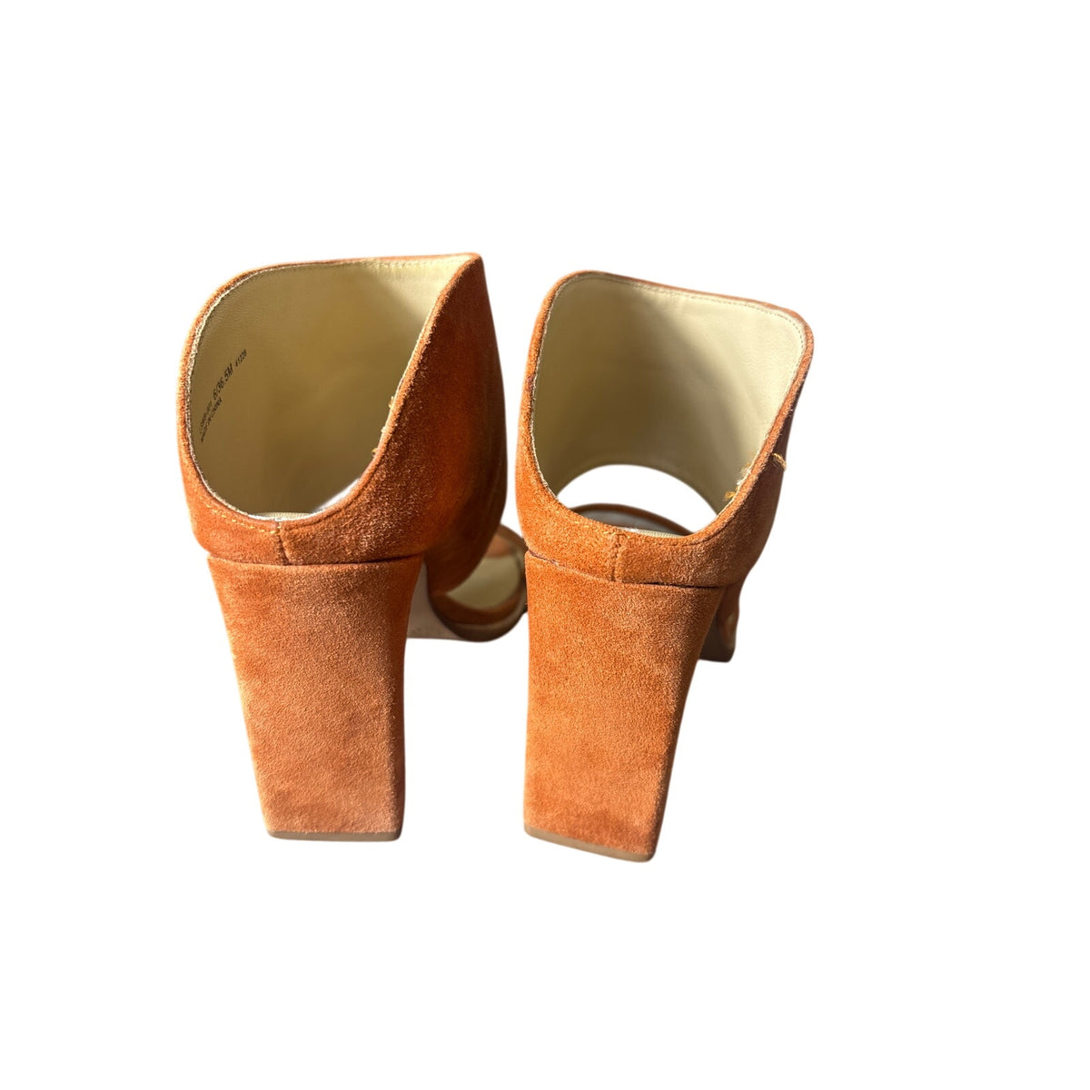 42 Gold Orange Suede  Double Strap Sandal Heels Sz 6