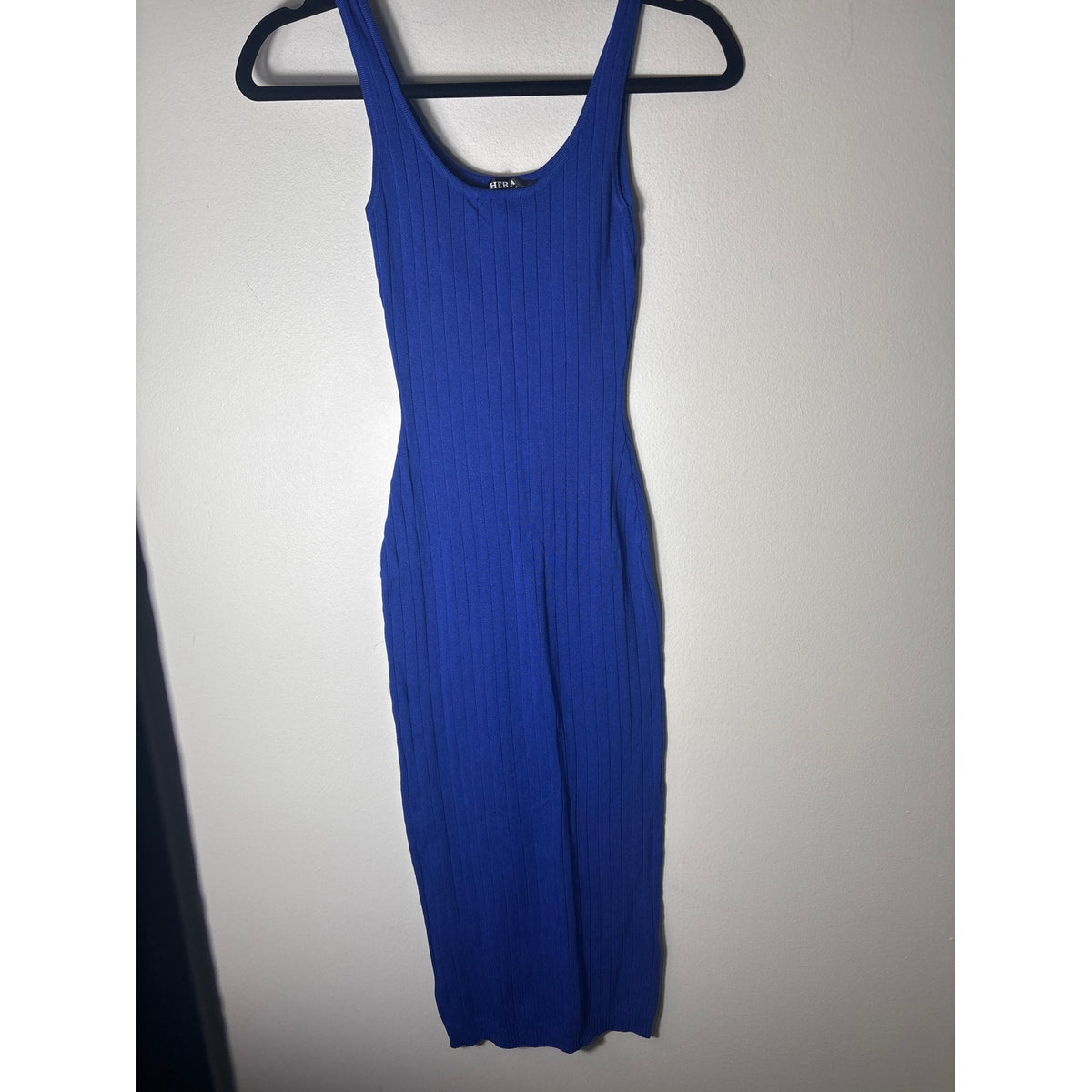 Hera Collection Deep Blue Ribbed Bodycon Dress Sz S
