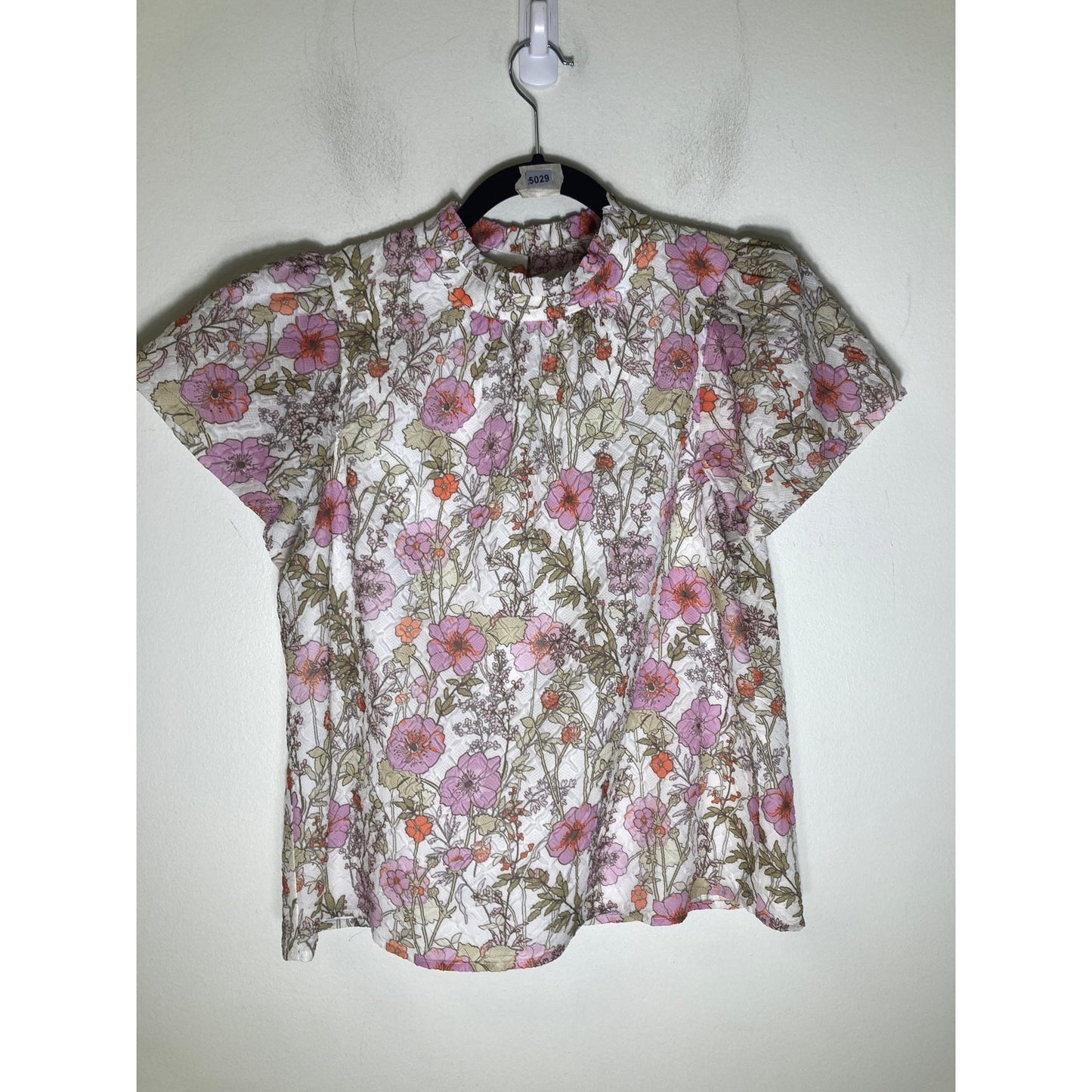 Joy Joy Floral Puff Short Sleeve Top Sz S