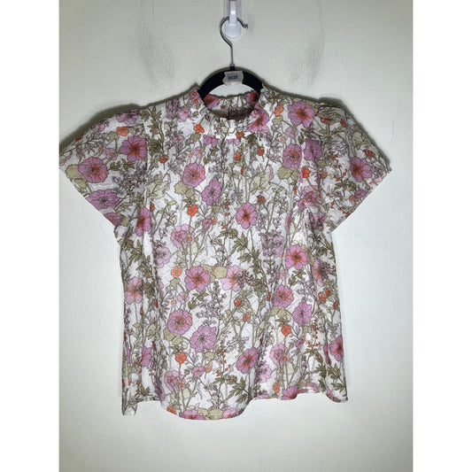Joy Joy Floral Puff Short Sleeve Top Sz S