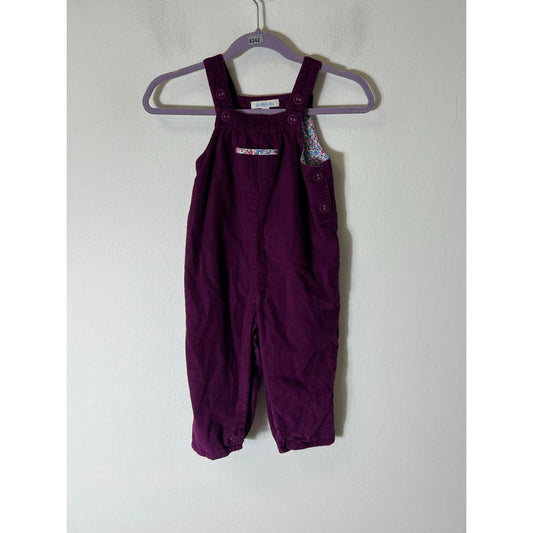 Girl's JoJo Maman Bebe Purple Corduroy Overalls Sz 6-12 Months