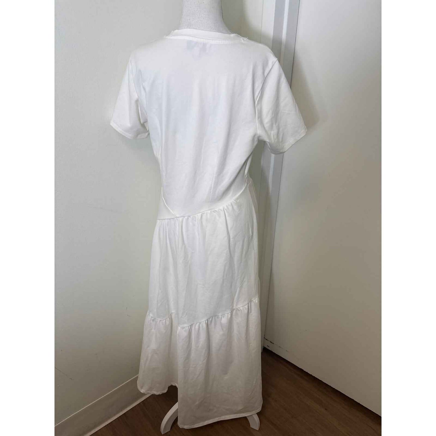 Robert Rodriguez White Short Sleeve Tiered Maxi Dress Sz M